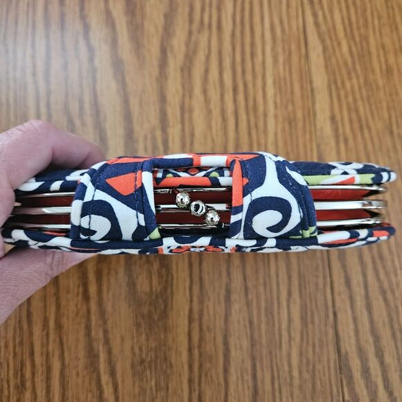 Vera Bradley Clutch Sun Valley Kiss n' Snap Double Kiss Lock Organizer Wallet - Picture 5 of 9